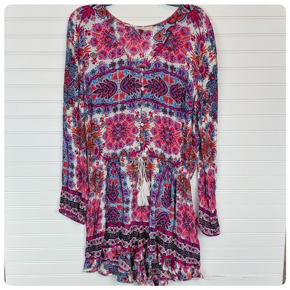 Altar'd State boho long-sleeved shorts romper - Picture 4 of 8